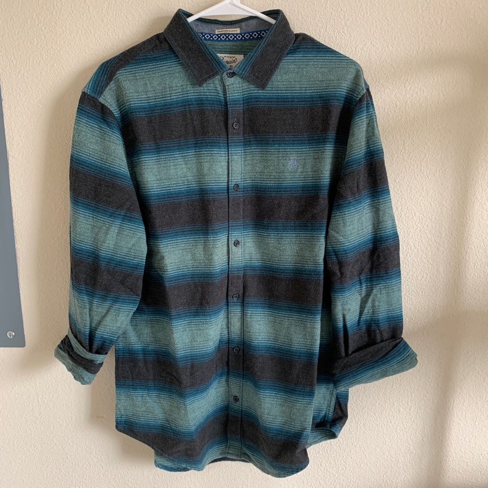 Penguin Striped Button Up